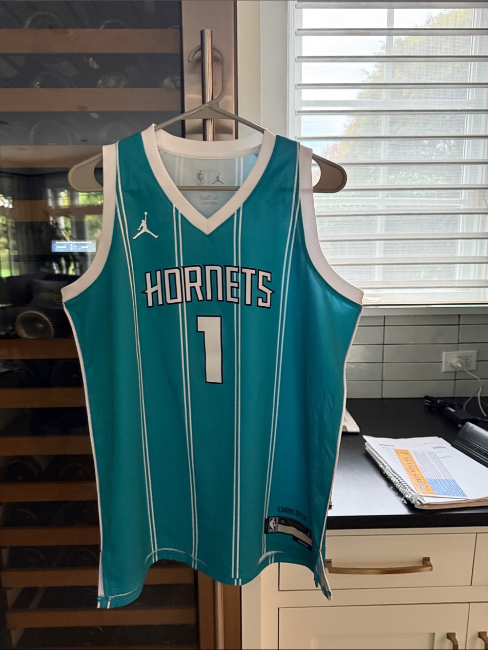 Jordan Teal Hornets #1 Basketball Jersey